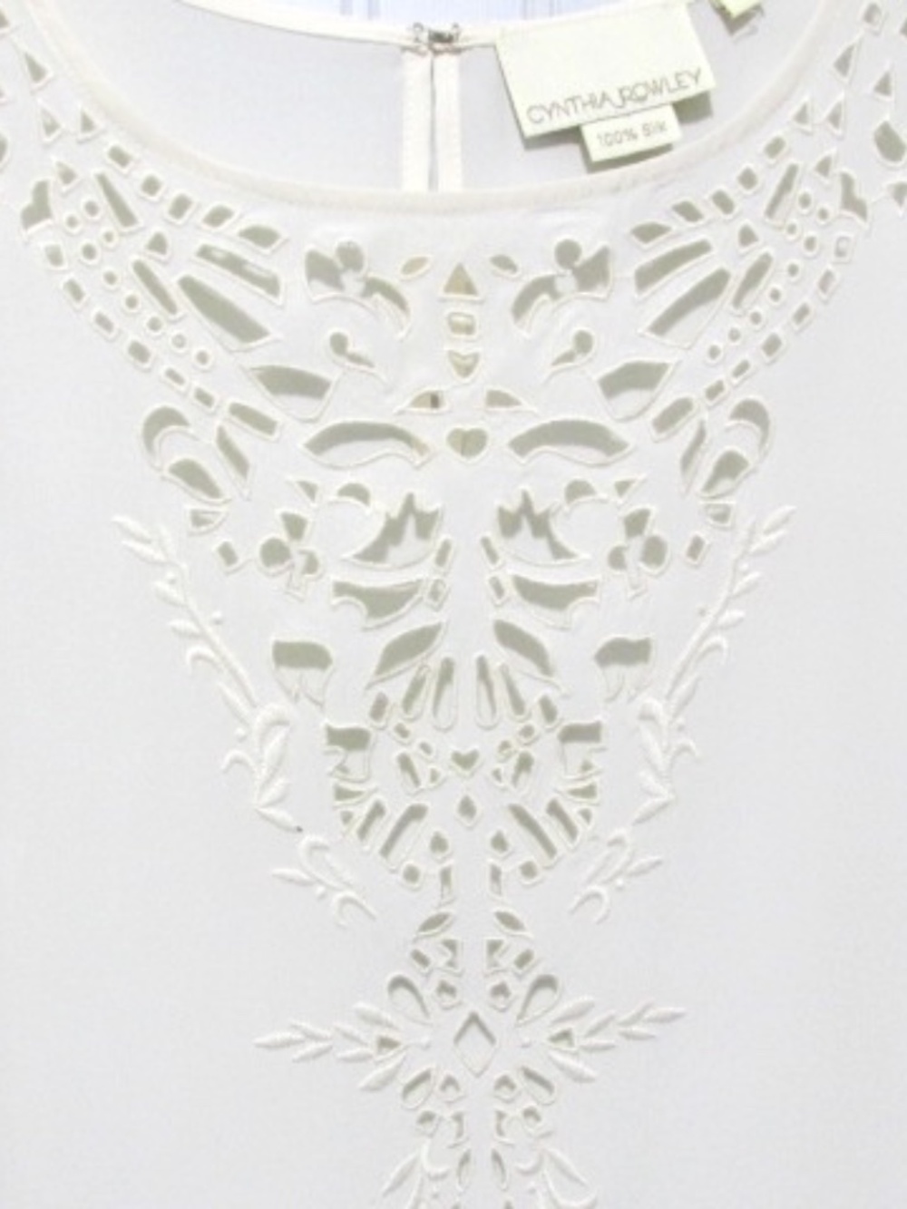 Ivory Silk NWOT Sleeveless Cut-Out Top, Size M - Picture 2 of 6